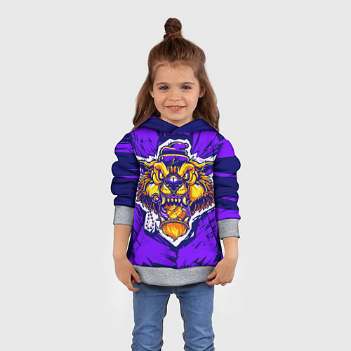 Детская толстовка Граффити Лев фиолетовый / 3D-Меланж – фото 4