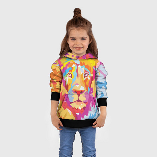 Детская толстовка Акварельный лев / 3D-Черный – фото 4