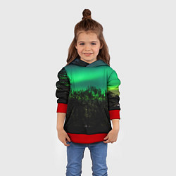 Толстовка-худи детская Северное сияние, цвет: 3D-красный — фото 2