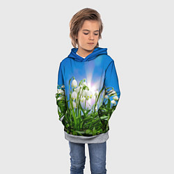 Толстовка-худи детская Подснежники, цвет: 3D-меланж — фото 2