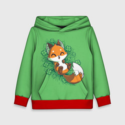 Толстовка-худи детская Удачливый лис, цвет: 3D-красный