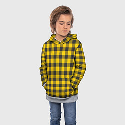 Толстовка-худи детская Желтая клетка, цвет: 3D-меланж — фото 2