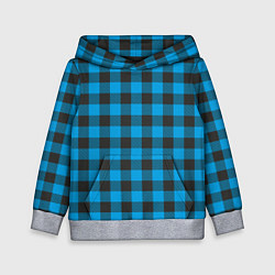 Толстовка-худи детская Голубая клетка, цвет: 3D-меланж