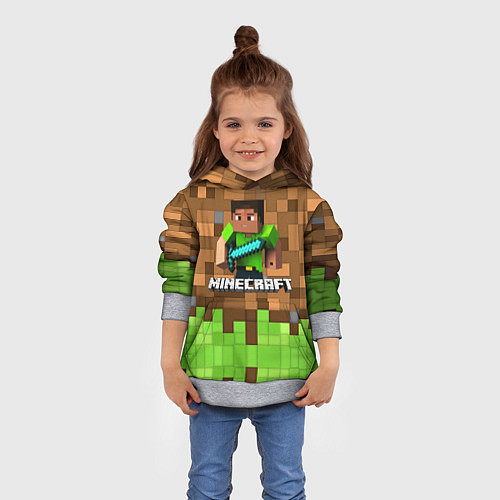 Детская толстовка Minecraft logo heroes / 3D-Меланж – фото 4
