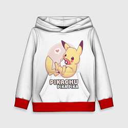 Толстовка-худи детская Pikachu Pika Pika, цвет: 3D-красный