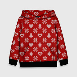 Толстовка-худи детская Красный рождественский свитер, цвет: 3D-черный