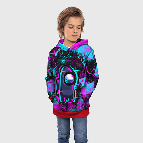 Детская толстовка NEON AMONG US / 3D-Красный – фото 3