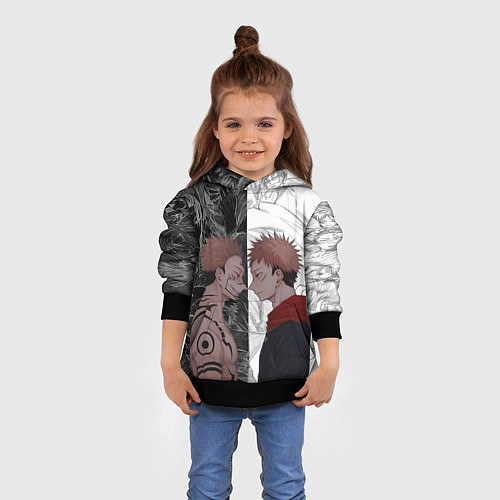 Детская толстовка Jujutsu Kaisen Сукуна х Юдзи / 3D-Черный – фото 4