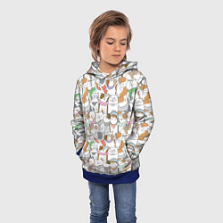 Толстовка-худи детская Большая семья котиков, цвет: 3D-синий — фото 2