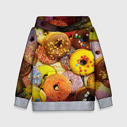 Толстовка-худи детская Сладкие пончики, цвет: 3D-меланж