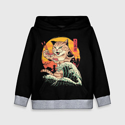 Толстовка-худи детская Японский кот, цвет: 3D-меланж