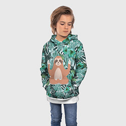 Толстовка-худи детская Ленивец Йог, цвет: 3D-белый — фото 2
