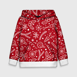 Толстовка-худи детская Новогоднее настроение, цвет: 3D-белый