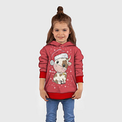 Толстовка-худи детская Бычок, цвет: 3D-красный — фото 2