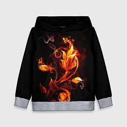 Толстовка-худи детская Огненный цветок, цвет: 3D-меланж