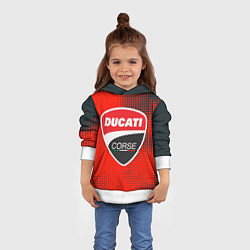 Толстовка-худи детская Ducati Corse logo, цвет: 3D-белый — фото 2