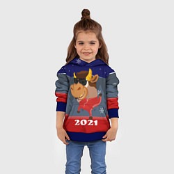 Толстовка-худи детская Бычара 2021, цвет: 3D-синий — фото 2