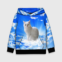 Толстовка-худи детская Кот в облаках, цвет: 3D-черный