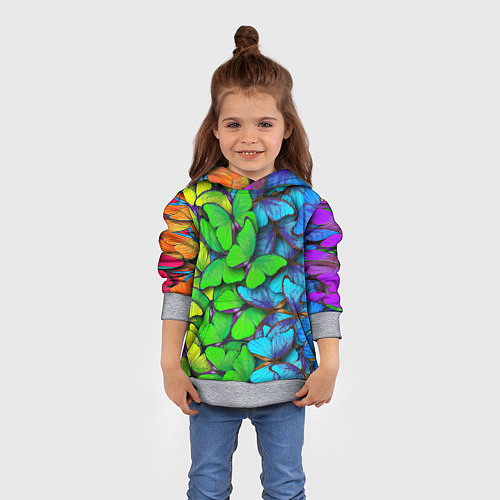 Детская толстовка Радужные бабочки / 3D-Меланж – фото 4