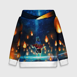 Толстовка-худи детская Ренгоку Кёджуро Клинок демонов, цвет: 3D-белый