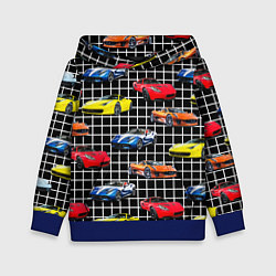 Толстовка-худи детская Гоночные тачки, цвет: 3D-синий