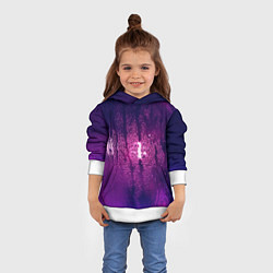 Толстовка-худи детская Стекло дождь фиолетовый, цвет: 3D-белый — фото 2