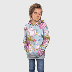 Толстовка-худи детская Цветы, цвет: 3D-меланж — фото 2