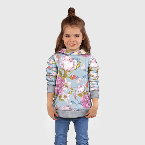 Детская толстовка Цветы / 3D-Меланж – фото 4