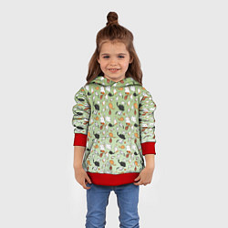 Толстовка-худи детская Много рисованных котов узор, цвет: 3D-красный — фото 2