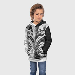 Толстовка-худи детская ДРАКОНЫ DRAGONS, цвет: 3D-белый — фото 2