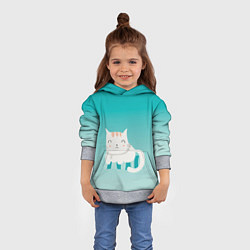 Толстовка-худи детская Котик на подстилке, цвет: 3D-меланж — фото 2