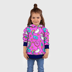 Толстовка-худи детская Единороги с пончиками, цвет: 3D-синий — фото 2