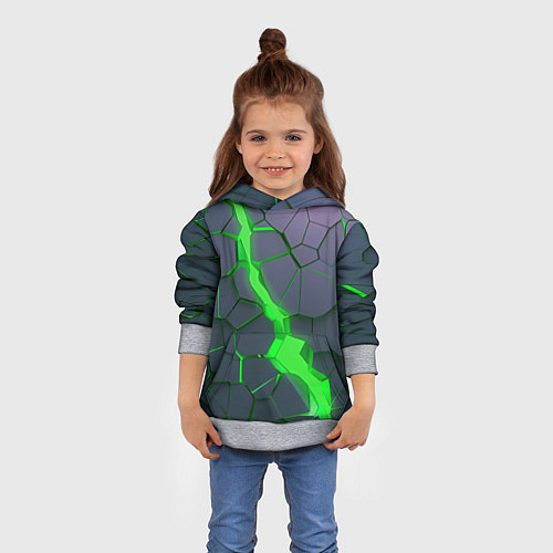 Детская толстовка ЗЕЛЕНЫЙ РАЗЛОМ 3Д РАЗЛОМ / 3D-Меланж – фото 4
