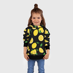 Толстовка-худи детская Лимоны на чёрном, цвет: 3D-черный — фото 2
