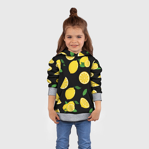 Детская толстовка Лимоны на чёрном / 3D-Меланж – фото 4