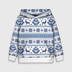 Толстовка-худи детская Русские народные узоры, цвет: 3D-белый