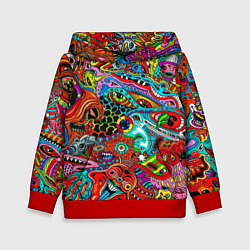 Толстовка-худи детская Яркая абстракция bright abstraction, цвет: 3D-красный