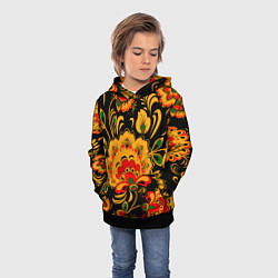 Толстовка-худи детская Хохлома, цвет: 3D-черный — фото 2