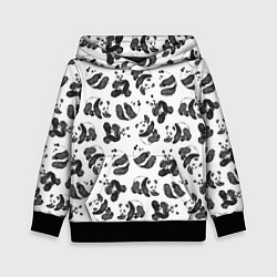 Детская толстовка Акварельные панды паттерн