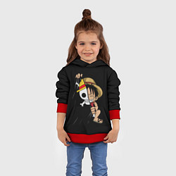 Толстовка-худи детская ONE PIECE ЛУФФИ ЧЕРЕП СИМВОЛ, цвет: 3D-красный — фото 2