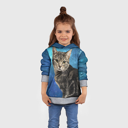 Детская толстовка Кот Космос / 3D-Меланж – фото 4