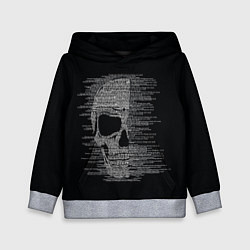 Толстовка-худи детская Череп из текста, цвет: 3D-меланж