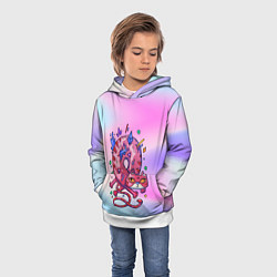 Толстовка-худи детская Кот пончик, цвет: 3D-белый — фото 2