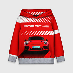 Толстовка-худи детская PORSCHE ПОРШЕ RED STYLE, цвет: 3D-меланж