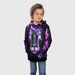 Толстовка-худи детская НЕОНОВЫЙ ЛЕВ NEON LION, цвет: 3D-черный — фото 2