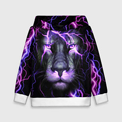 Толстовка-худи детская НЕОНОВЫЙ ЛЕВ NEON LION, цвет: 3D-белый