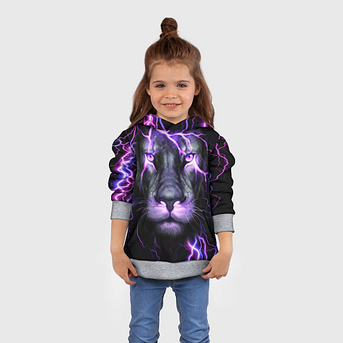 Детская толстовка НЕОНОВЫЙ ЛЕВ NEON LION / 3D-Меланж – фото 4