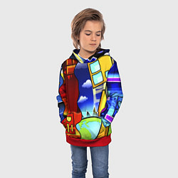 Толстовка-худи детская Geometry Dash, цвет: 3D-красный — фото 2
