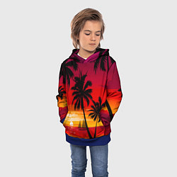 Толстовка-худи детская Гавайский закат, цвет: 3D-синий — фото 2