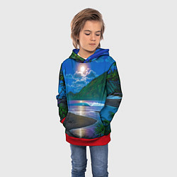 Толстовка-худи детская Гавайский пейзаж, цвет: 3D-красный — фото 2
